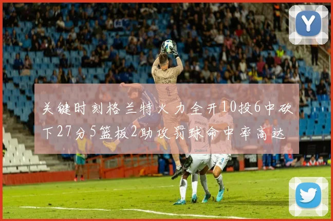关键时刻格兰特火力全开10投6中砍下27分5篮板2助攻罚球命中率高达857